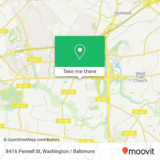 Mapa de 8416 Pennell St, Fairfax, VA 22031