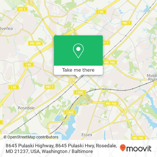 8645 Pulaski Highway, 8645 Pulaski Hwy, Rosedale, MD 21237, USA map