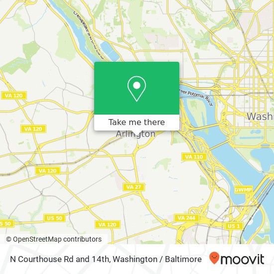 Mapa de N Courthouse Rd and 14th, Arlington, VA 22201
