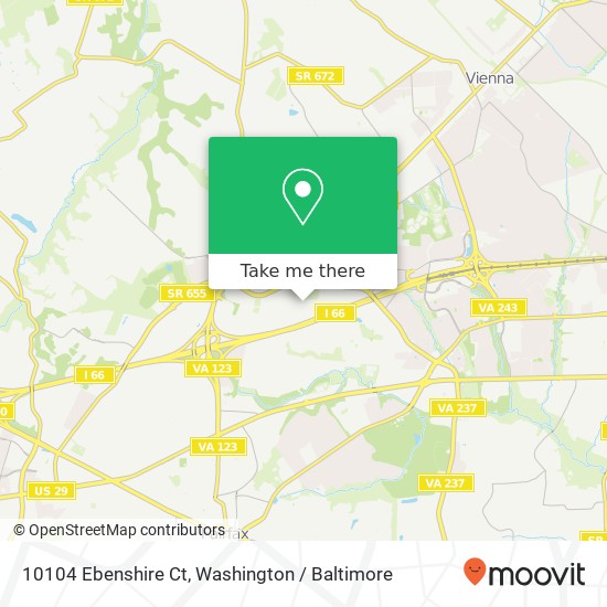 Mapa de 10104 Ebenshire Ct, Oakton, VA 22124