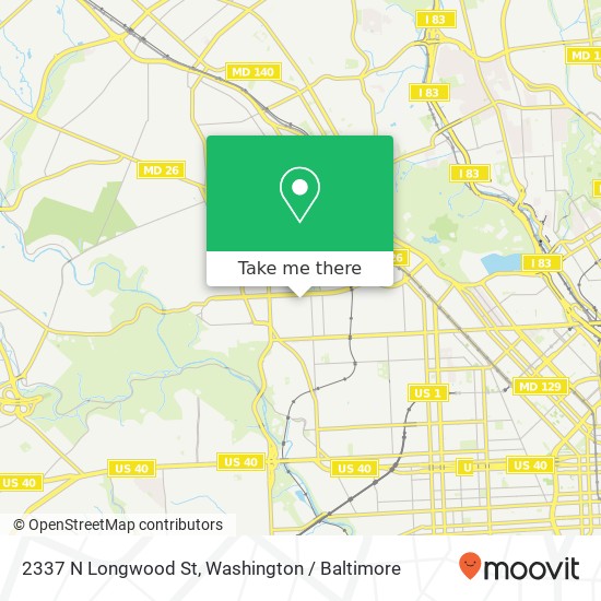 Mapa de 2337 N Longwood St, Baltimore, MD 21216