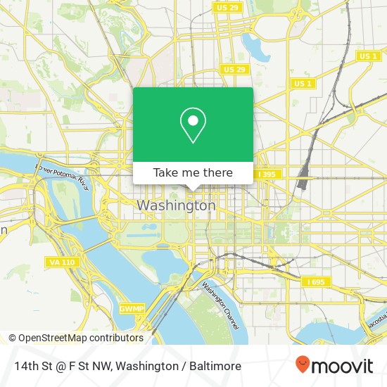 Mapa de 14th St @ F St NW, Washington, DC 20004