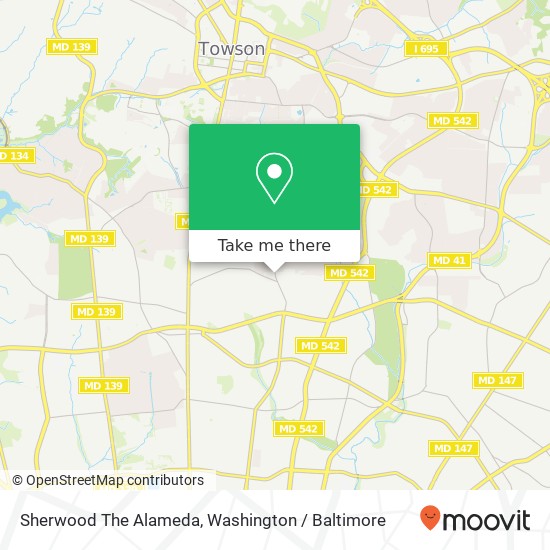 Mapa de Sherwood The Alameda, Baltimore, MD 21239