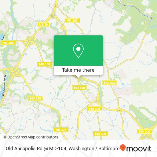 Mapa de Old Annapolis Rd @ MD-104, Ellicott City, MD 21043