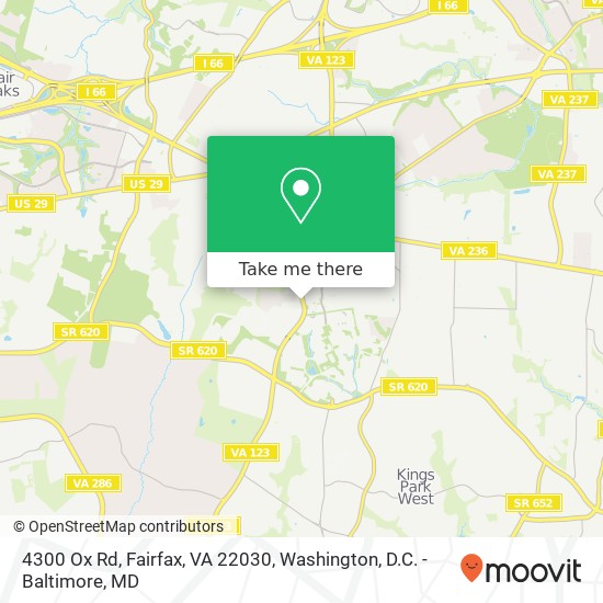 Mapa de 4300 Ox Rd, Fairfax, VA 22030