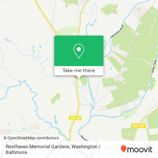 Resthaven Memorial Gardens, 9501 Catoctin Mountain Hwy map