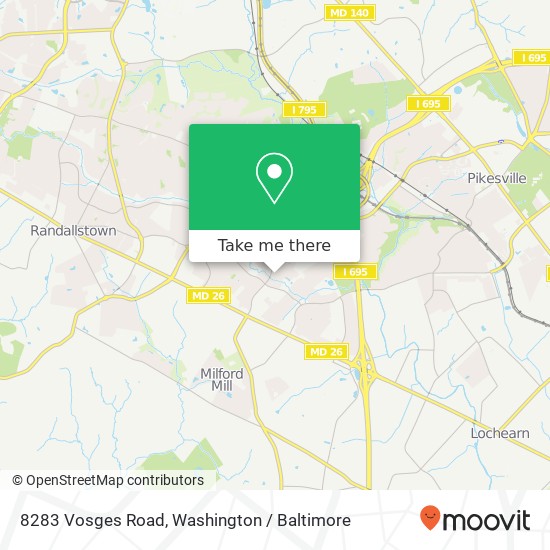 Mapa de 8283 Vosges Road, 8283 Vosges Rd, Windsor Mill, MD 21244, USA