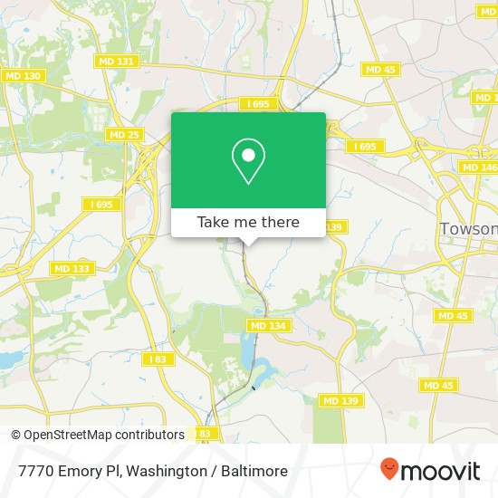 Mapa de 7770 Emory Pl, Towson, MD 21204