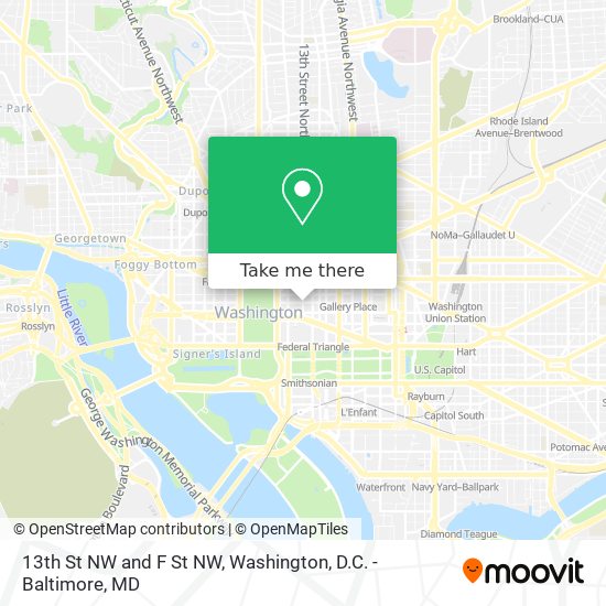 Mapa de 13th St NW and F St NW