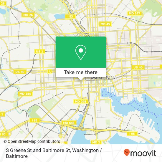 S Greene St and Baltimore St, Baltimore, MD 21201 map