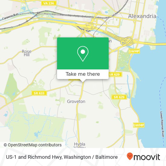 Mapa de US-1 and Richmond Hwy, Alexandria, VA 22306