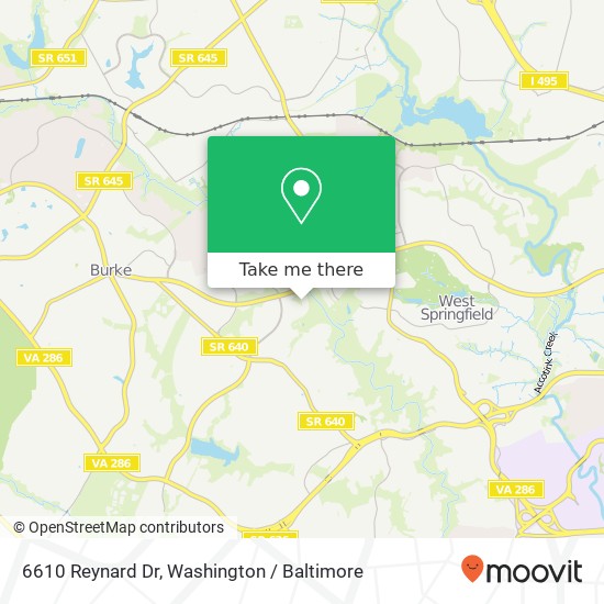 Mapa de 6610 Reynard Dr, Springfield, VA 22152