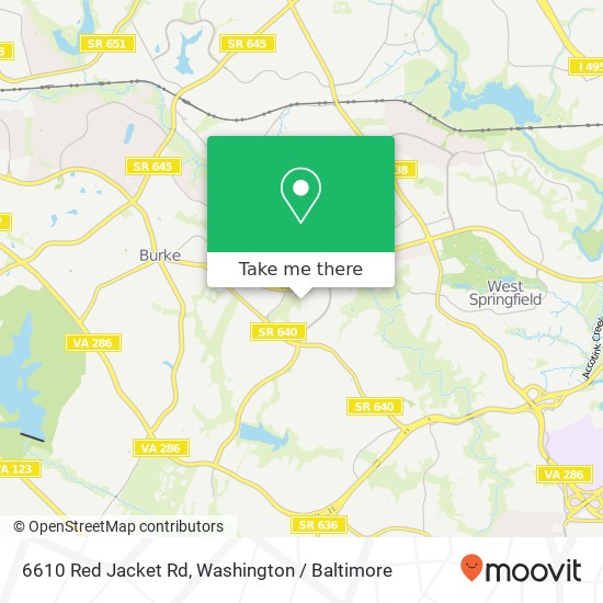 Mapa de 6610 Red Jacket Rd, Springfield, VA 22152