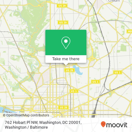 Mapa de 762 Hobart Pl NW, Washington, DC 20001