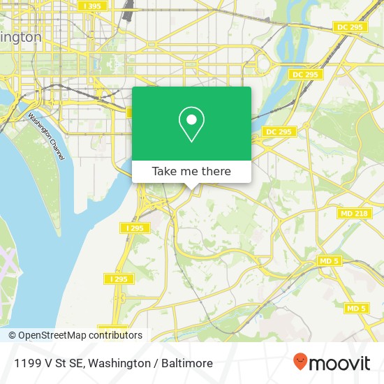 Mapa de 1199 V St SE, Washington, DC 20020