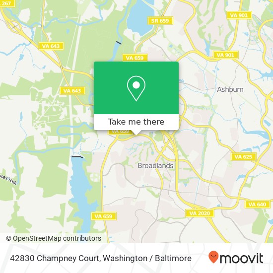 Mapa de 42830 Champney Court, 42830 Champney Ct, Broadlands, VA 20148, USA