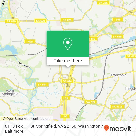 Mapa de 6118 Fox Hill St, Springfield, VA 22150