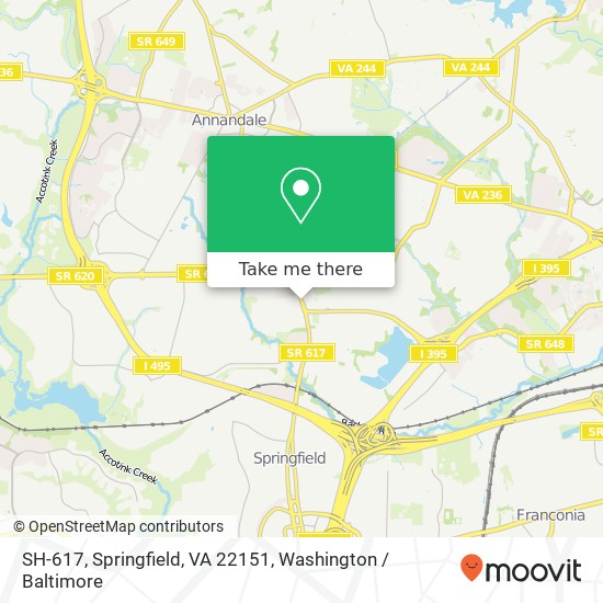 Mapa de SH-617, Springfield, VA 22151