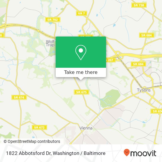 Mapa de 1822 Abbotsford Dr, Vienna, VA 22182