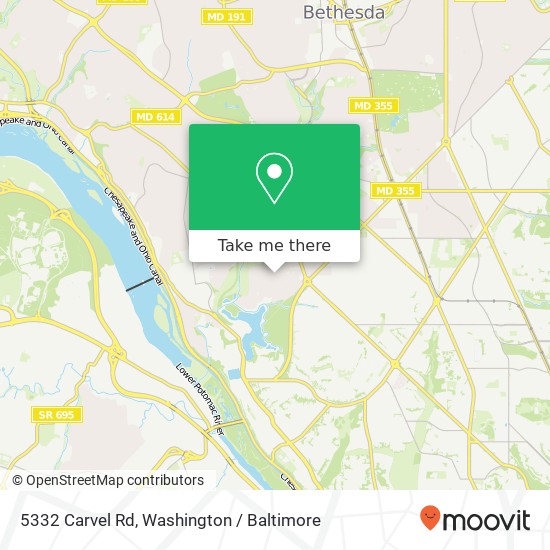 Mapa de 5332 Carvel Rd, Bethesda, MD 20816