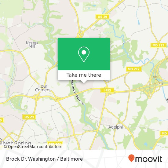 Mapa de Brock Dr, Silver Spring, MD 20903