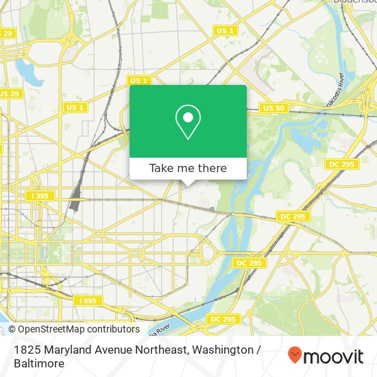 1825 Maryland Avenue Northeast, 1825 Maryland Ave NE, Washington, DC 20002, USA map