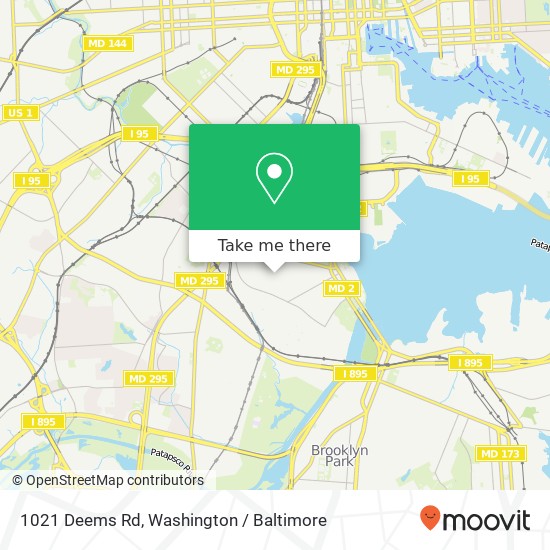 Mapa de 1021 Deems Rd, Brooklyn, MD 21225