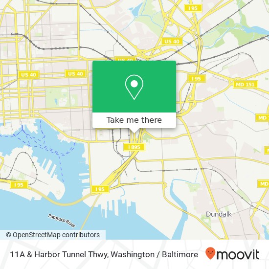 Mapa de 11A & Harbor Tunnel Thwy, Baltimore, MD 21224