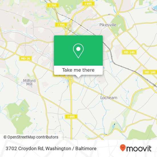 Mapa de 3702 Croydon Rd, Gwynn Oak, MD 21207