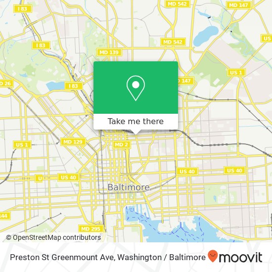 Preston St Greenmount Ave, Baltimore, MD 21202 map