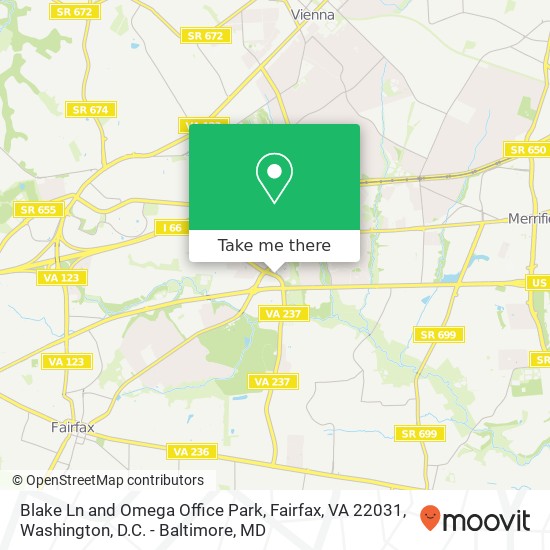 Blake Ln and Omega Office Park, Fairfax, VA 22031 map