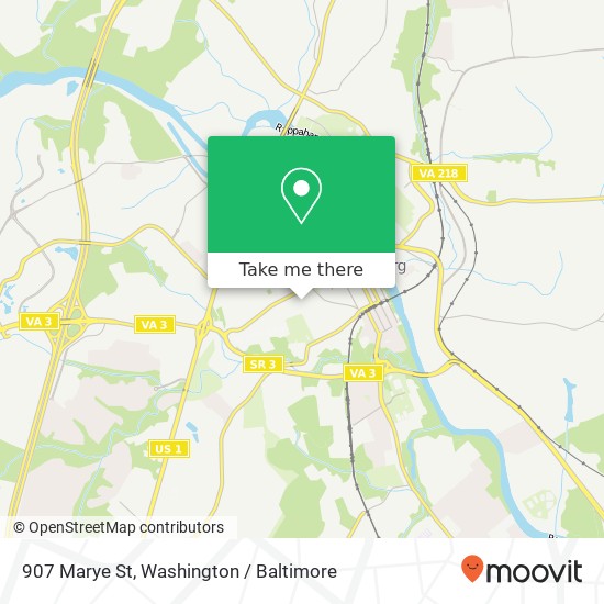 Mapa de 907 Marye St, Fredericksburg, VA 22401