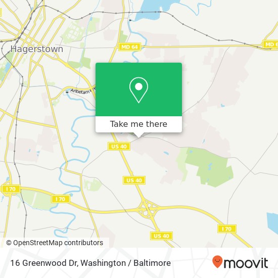 Mapa de 16 Greenwood Dr, Hagerstown, MD 21740
