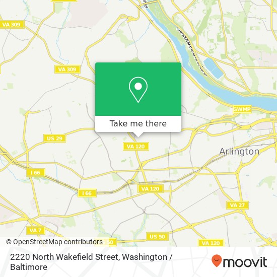 Mapa de 2220 North Wakefield Street, 2220 N Wakefield St, Arlington, VA 22207, USA