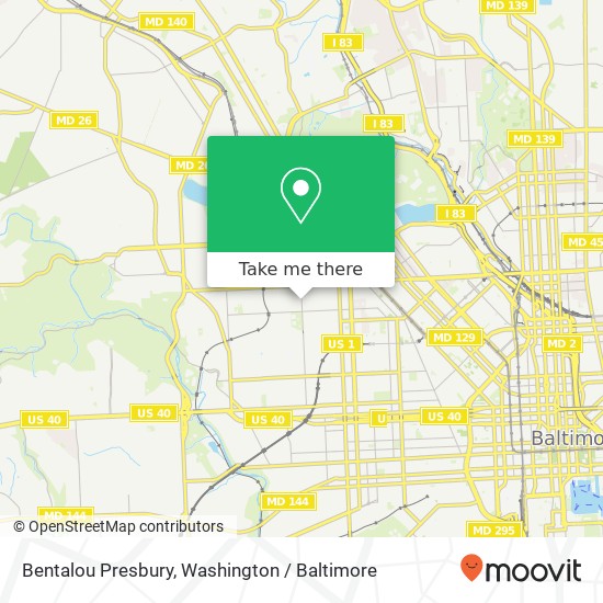 Mapa de Bentalou Presbury, Baltimore, MD 21216