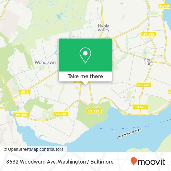 Mapa de 8632 Woodward Ave, Alexandria, VA 22309