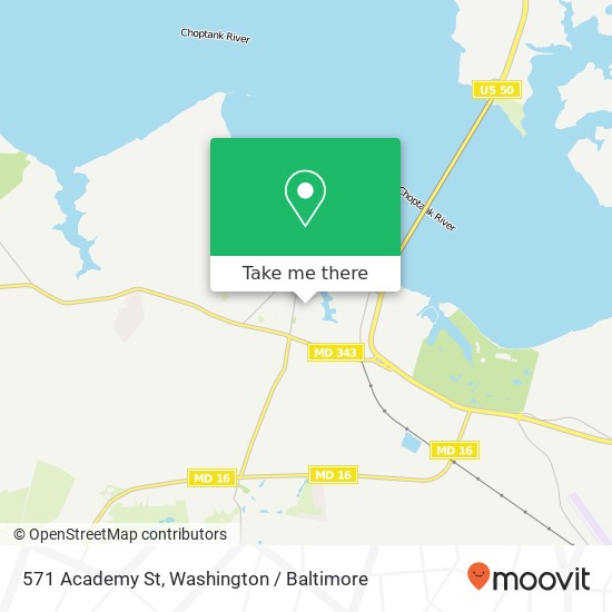 Mapa de 571 Academy St, Cambridge, MD 21613