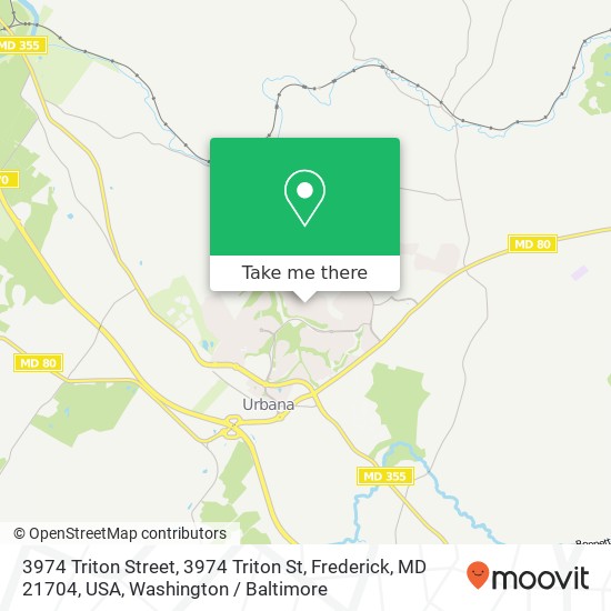Mapa de 3974 Triton Street, 3974 Triton St, Frederick, MD 21704, USA