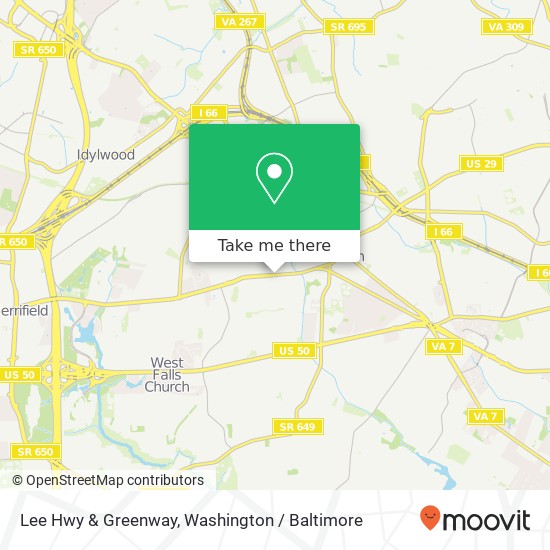 Mapa de Lee Hwy & Greenway, Falls Church, VA 22046
