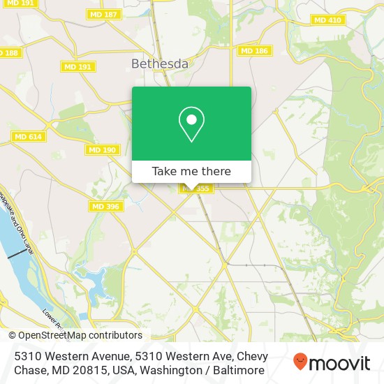 Mapa de 5310 Western Avenue, 5310 Western Ave, Chevy Chase, MD 20815, USA