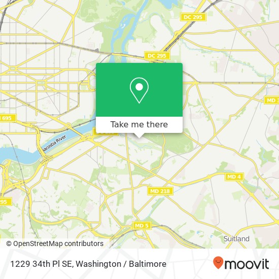 Mapa de 1229 34th Pl SE, Washington, DC 20019