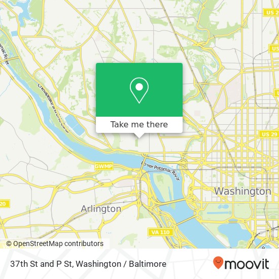 37th St and P St, Washington, DC 20007 map