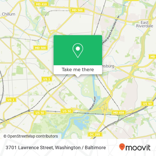 Mapa de 3701 Lawrence Street, 3701 Lawrence St, Colmar Manor, MD 20722, USA