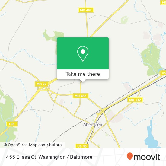 Mapa de 455 Elissa Ct, Aberdeen, MD 21001