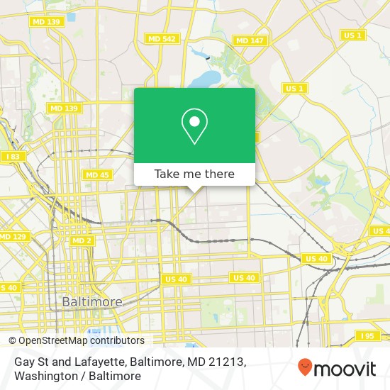 Gay St and Lafayette, Baltimore, MD 21213 map