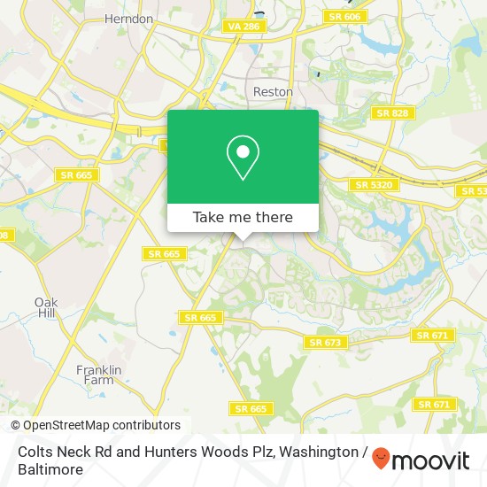 Mapa de Colts Neck Rd and Hunters Woods Plz, Reston, VA 20191