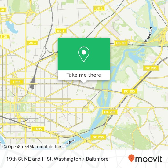 Mapa de 19th St NE and H St, Washington, DC 20002