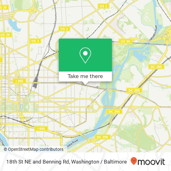Mapa de 18th St NE and Benning Rd, Washington, DC 20002