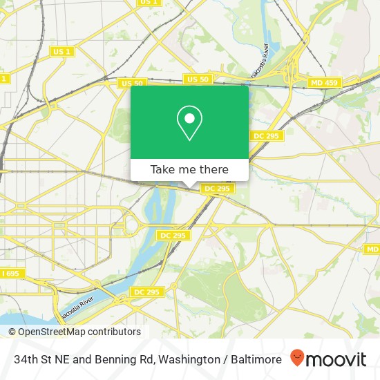 Mapa de 34th St NE and Benning Rd, Washington, DC 20019