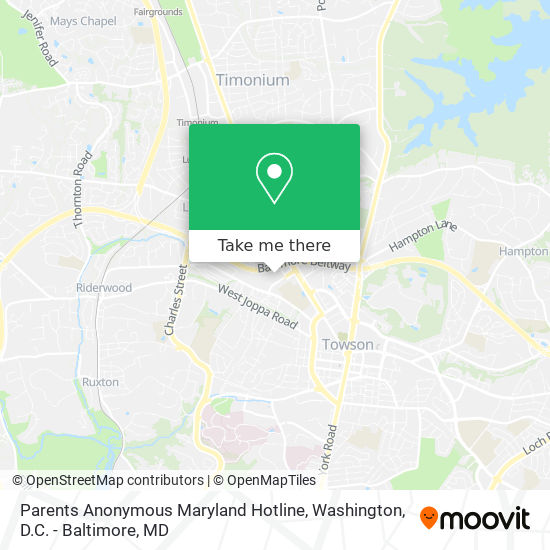 Parents Anonymous Maryland Hotline map